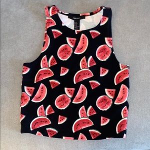 Watermelon no-sleeved cropped shirt
